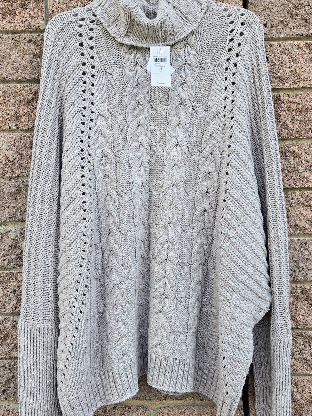 J. Jill Cream Cable Knit Turtleneck Sweater